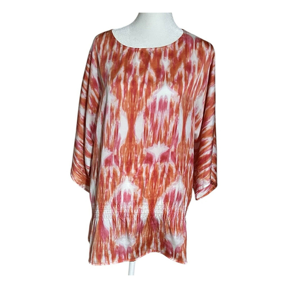 Chico’s Pink Orange Flowy Blouse Size 1/M - Picture 1 of 6